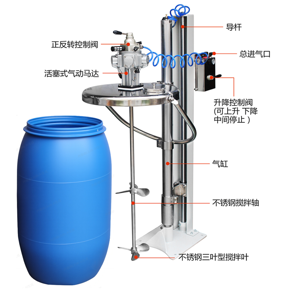 固定型升降式气动搅拌机 安全防爆 气动搅拌机厂家直供