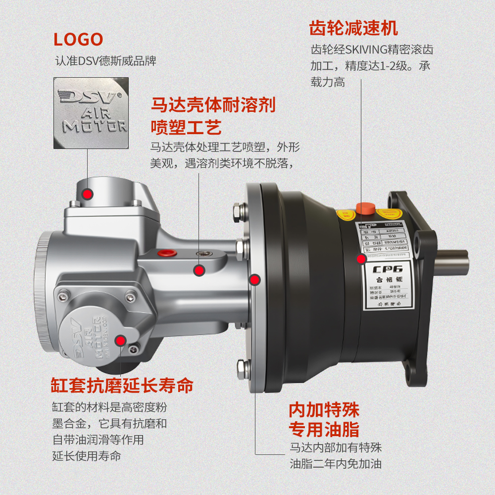 活塞式气动马达配CPG齿轮减速机